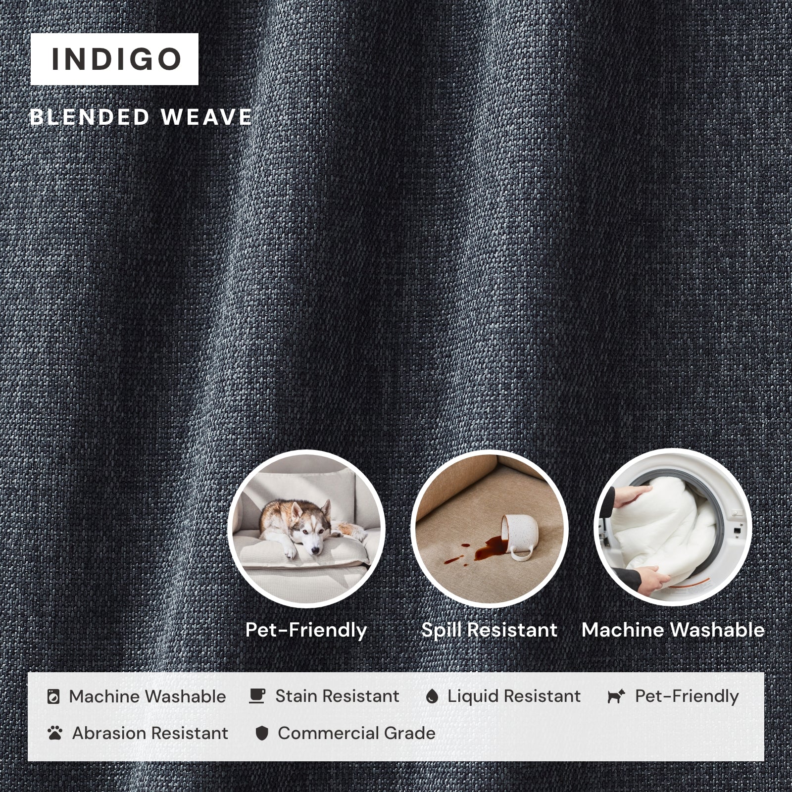 Elevate Comfort Layer Set for 9-Seater U-Sectional | Blended Weave in Indigo - Image 6