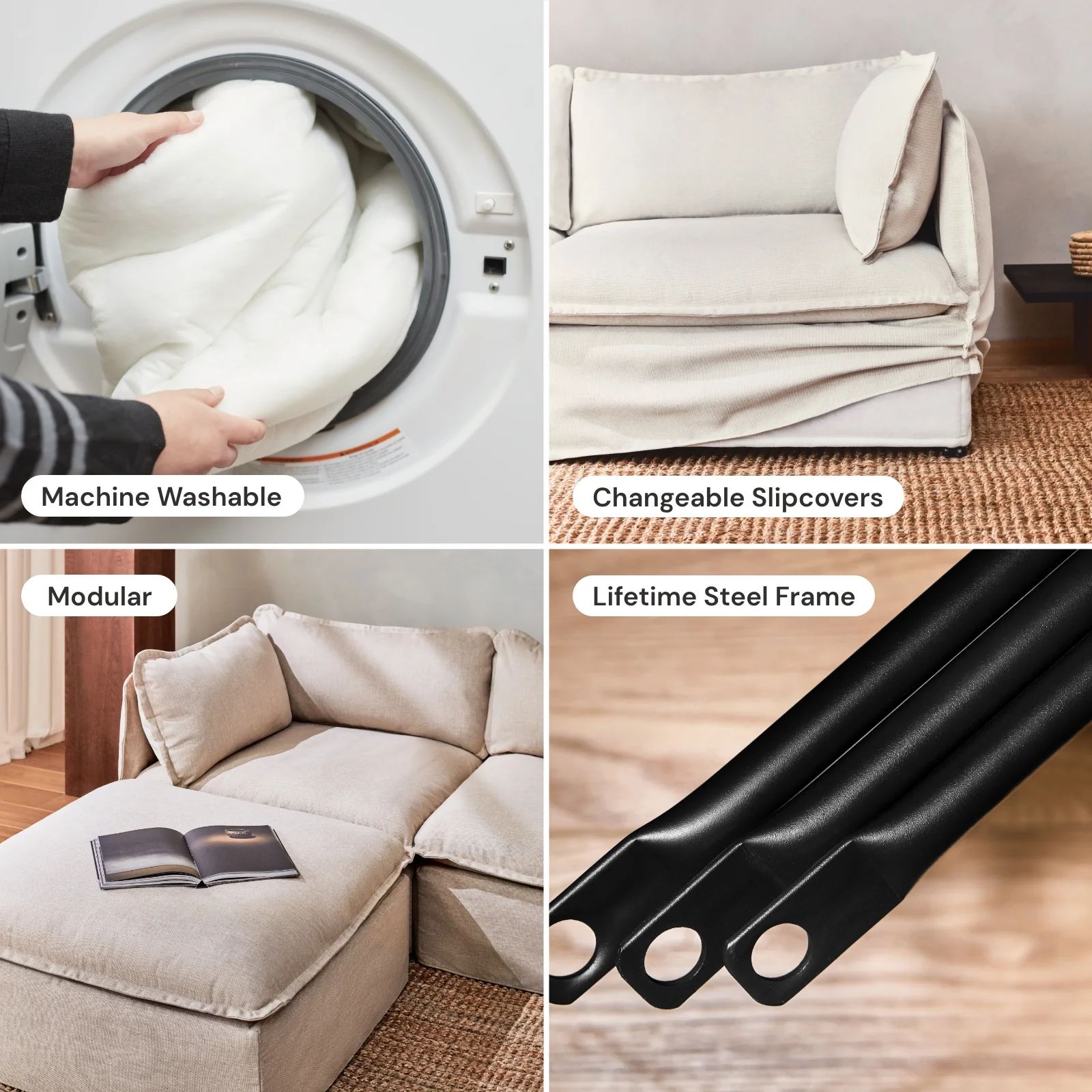 Modular Washable Ottoman in Ash | Memorix+ Seat - Image 6
